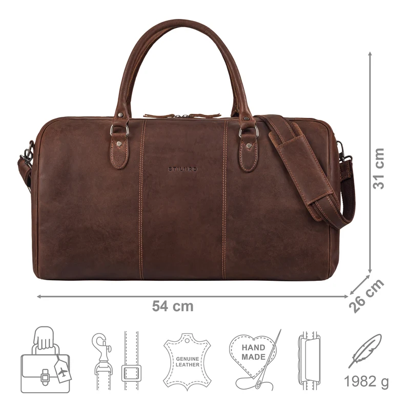 "Jarvis" exklusive Leder Reisetasche für Damen und Herren