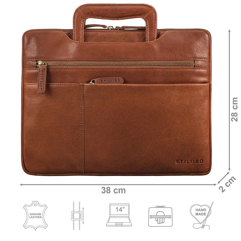 "Cole" Laptoptasche Leder Herren Schmal