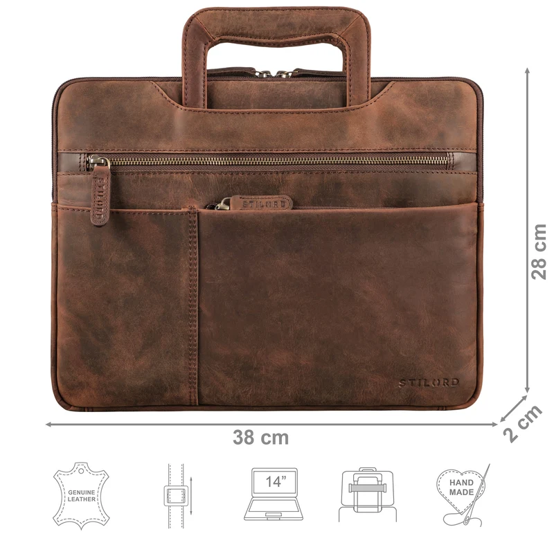"Cole" Laptoptasche Leder Herren Schmal