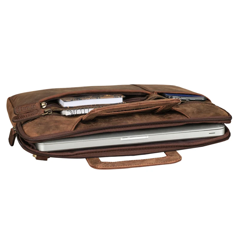 "Cole" Laptoptasche Leder Herren Schmal