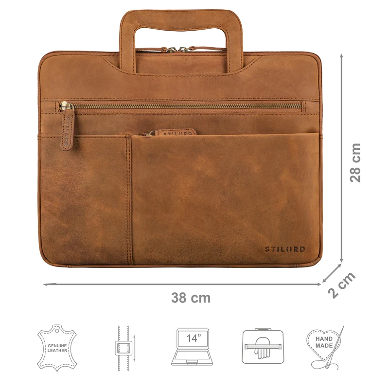 "Cole" Laptoptasche Leder Herren Schmal