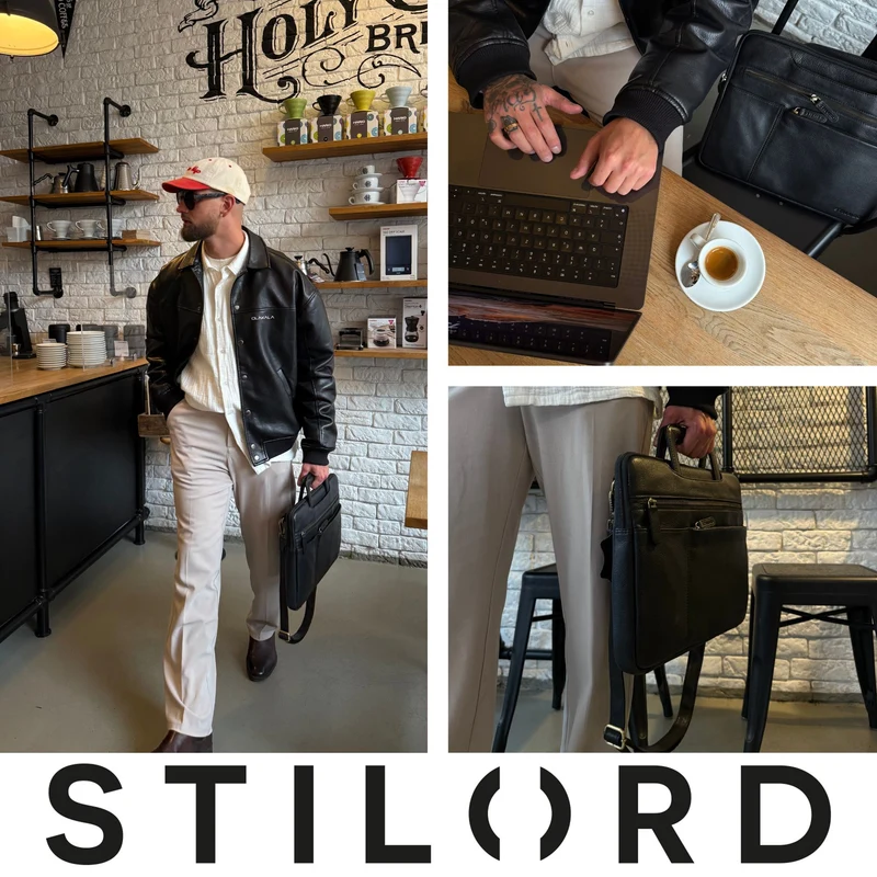 "Cole" Laptoptasche Leder Herren Schmal