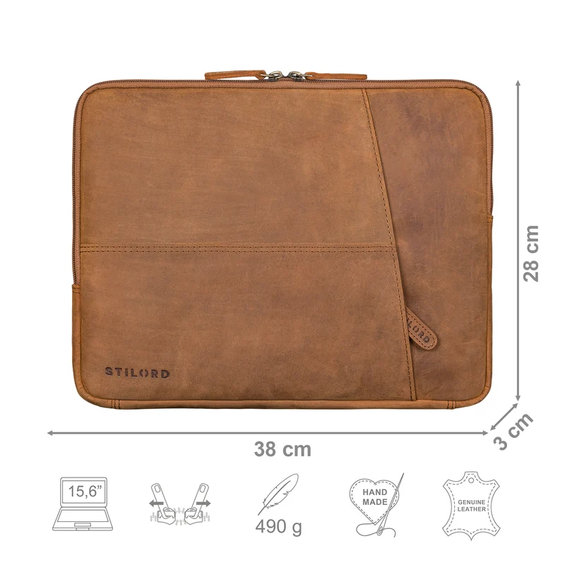 "Chuck" Stilvolle Laptoptasche Sleeve 15.6 Zoll Leder