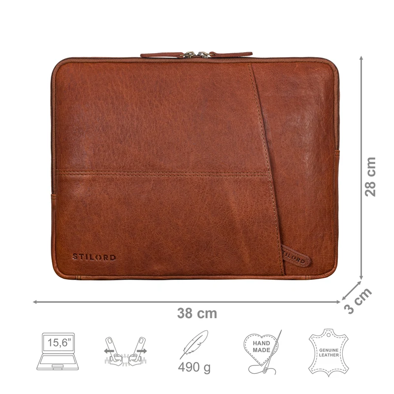 "Chuck" Stilvolle Laptoptasche Sleeve 15.6 Zoll Leder