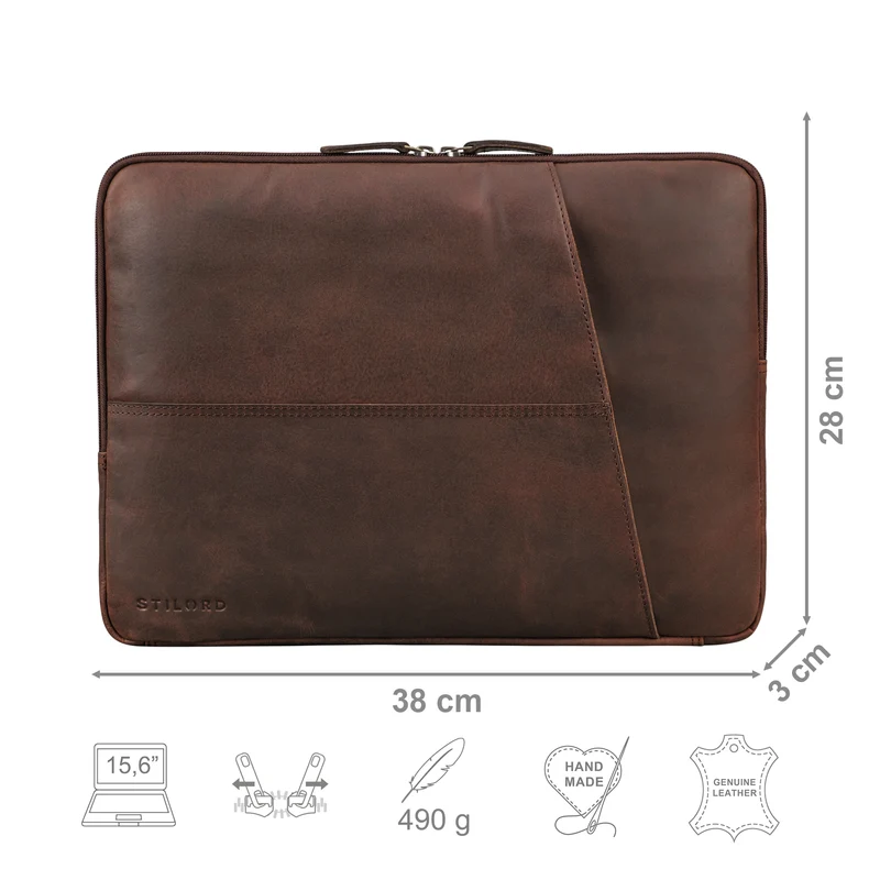 "Chuck" Stilvolle Laptoptasche Sleeve 15.6 Zoll Leder