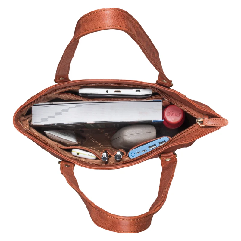 "Cora" Handtasche Damen im Boho-Look Leder geflochten
