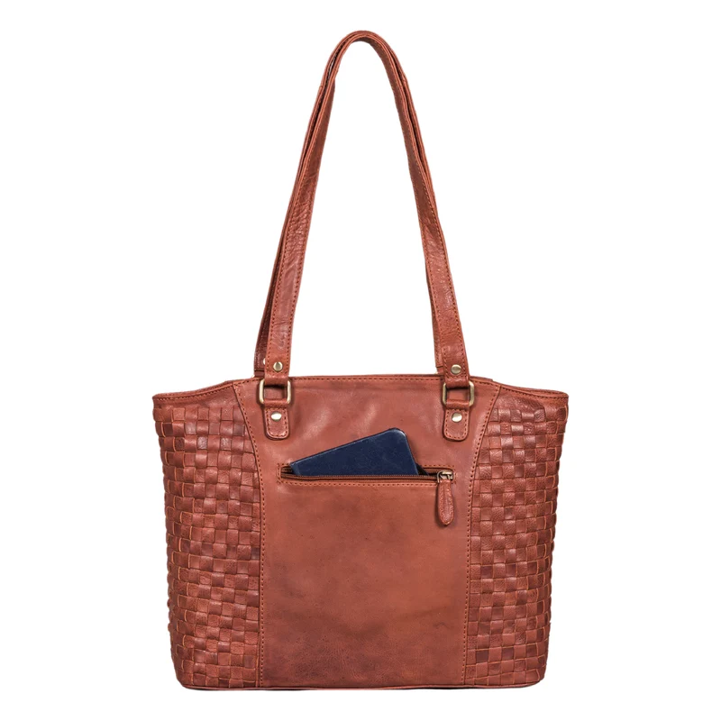 "Cora" Handtasche Damen im Boho-Look Leder geflochten