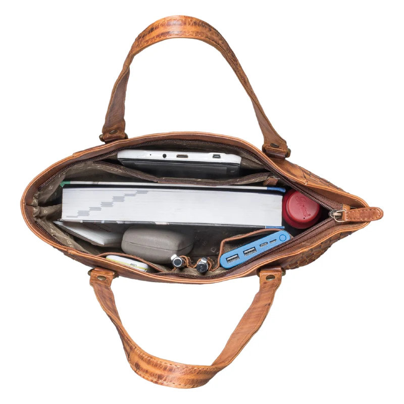 "Cora" Handtasche Damen im Boho-Look Leder geflochten
