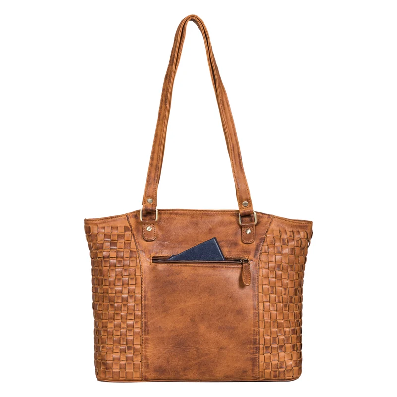"Cora" Handtasche Damen im Boho-Look Leder geflochten