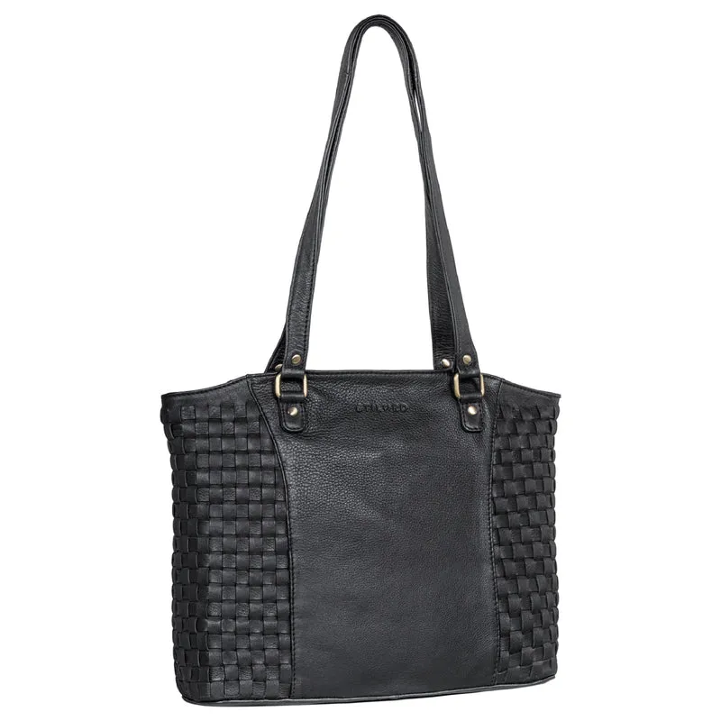 "Cora" Handtasche Damen im Boho-Look Leder geflochten