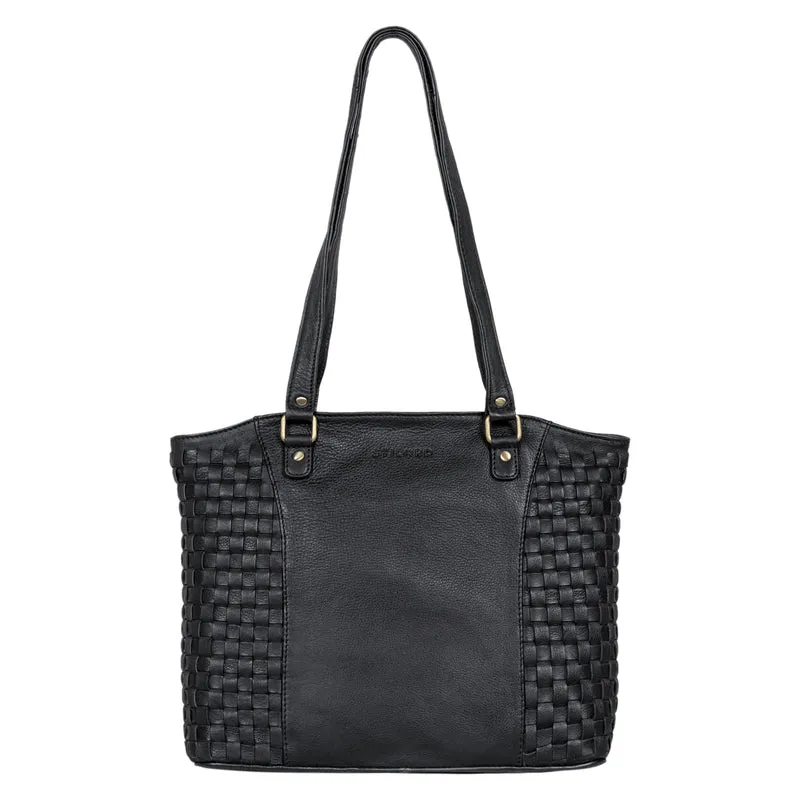 "Cora" Handtasche Damen im Boho-Look Leder geflochten