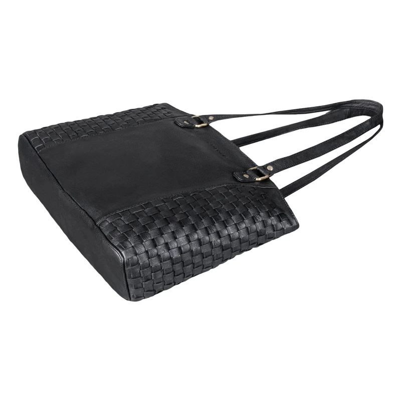 "Cora" Handtasche Damen im Boho-Look Leder geflochten