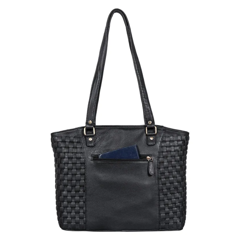 "Cora" Handtasche Damen im Boho-Look Leder geflochten