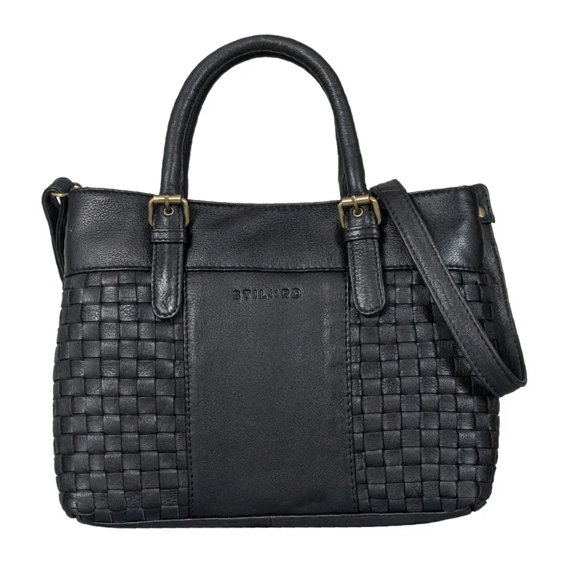 "Daniela" Modische Handtasche Leder Damen mit Flecht-Optik