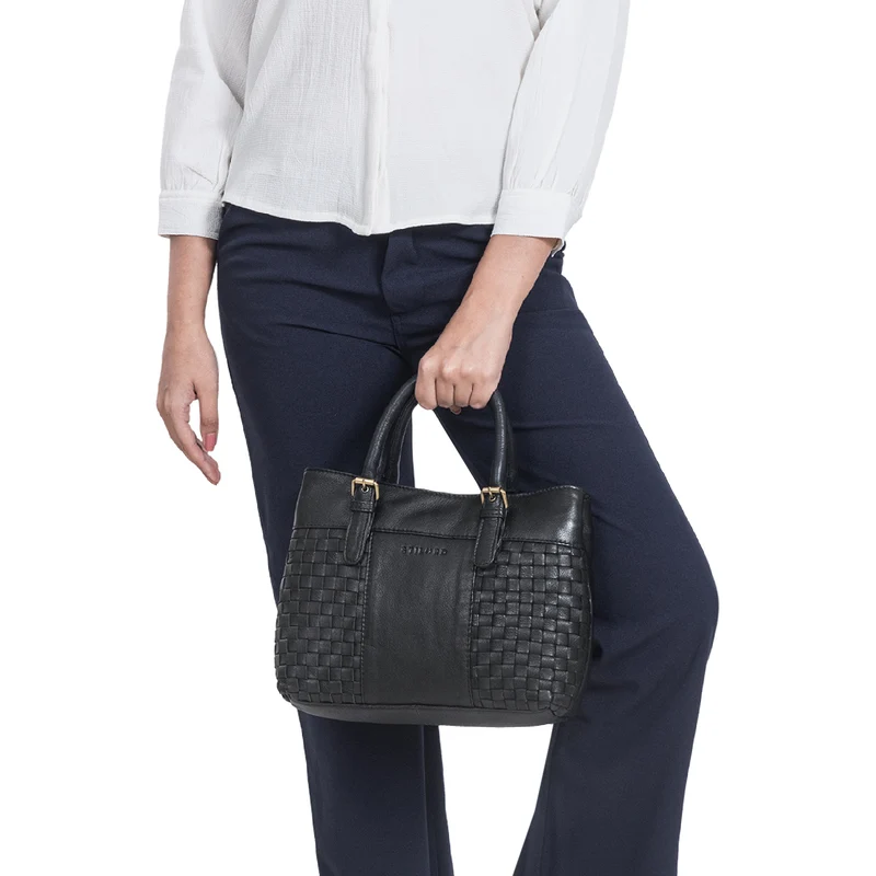 "Daniela" Modische Handtasche Leder Damen mit Flecht-Optik