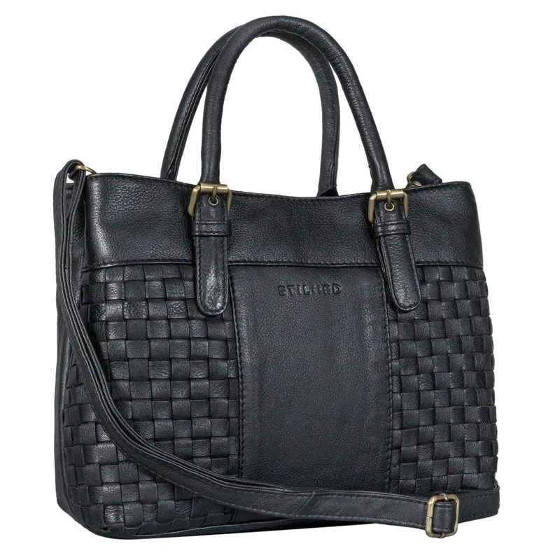 "Daniela" Modische Handtasche Leder Damen mit Flecht-Optik