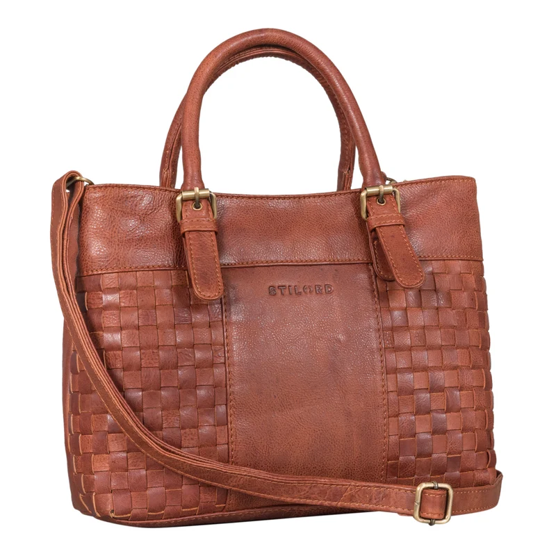 "Daniela" Modische Handtasche Leder Damen mit Flecht-Optik