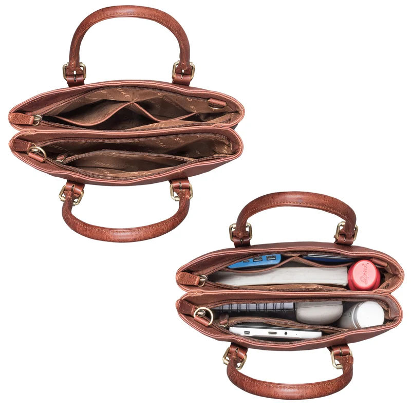 "Daniela" Modische Handtasche Leder Damen mit Flecht-Optik