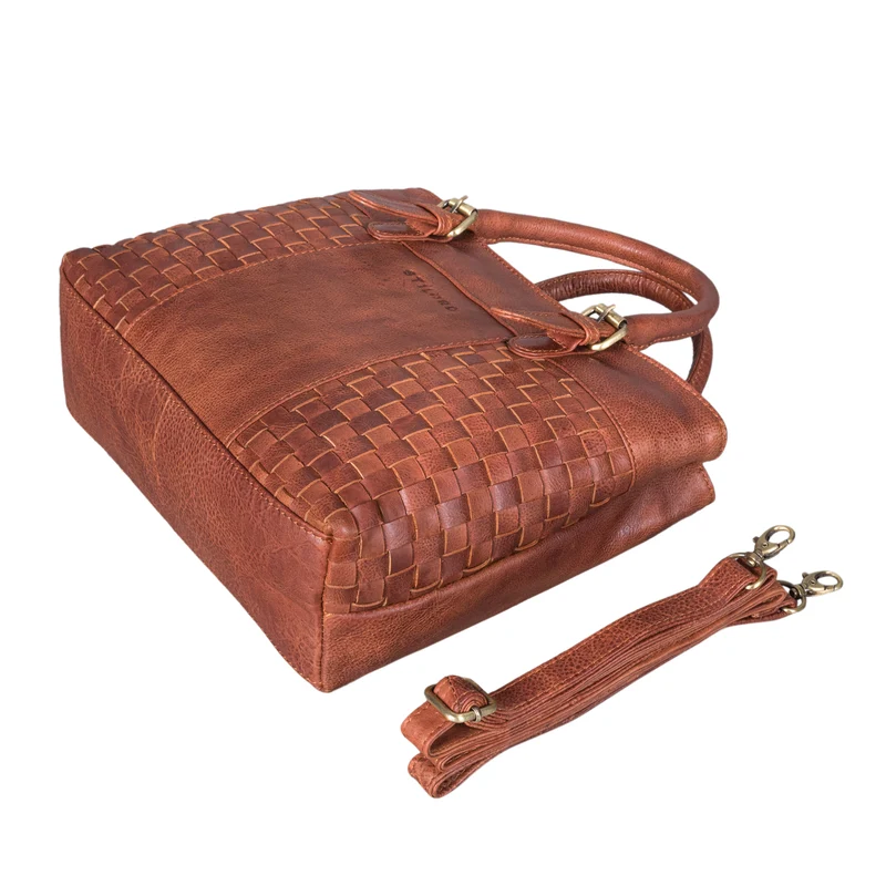 "Daniela" Modische Handtasche Leder Damen mit Flecht-Optik