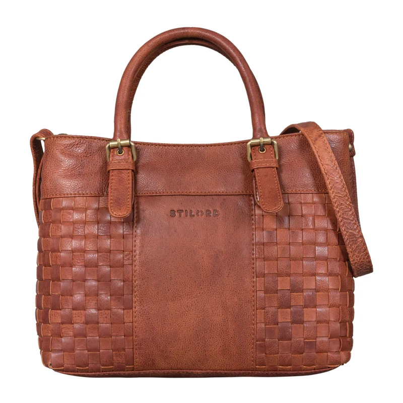 "Daniela" Modische Handtasche Leder Damen mit Flecht-Optik