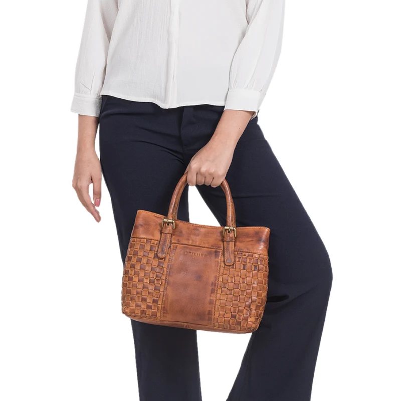 "Daniela" Modische Handtasche Leder Damen mit Flecht-Optik