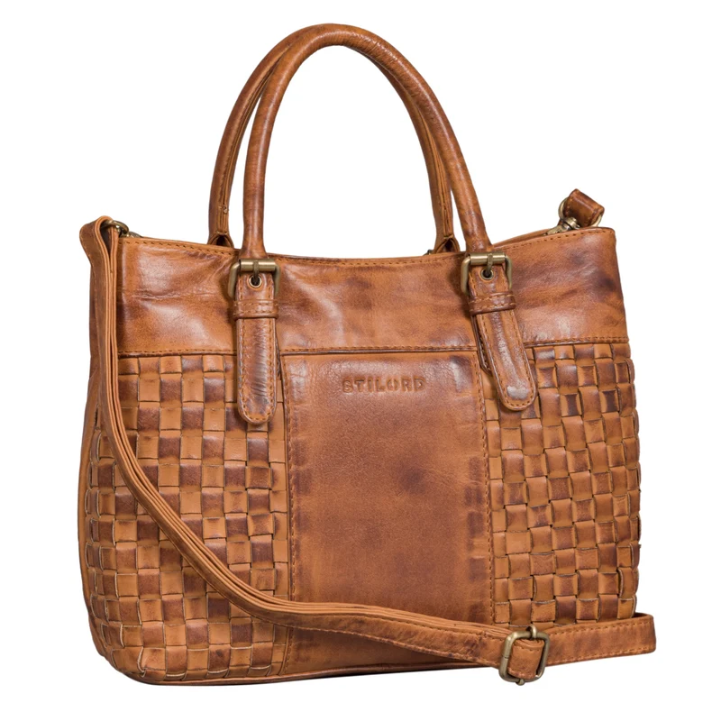 "Daniela" Modische Handtasche Leder Damen mit Flecht-Optik