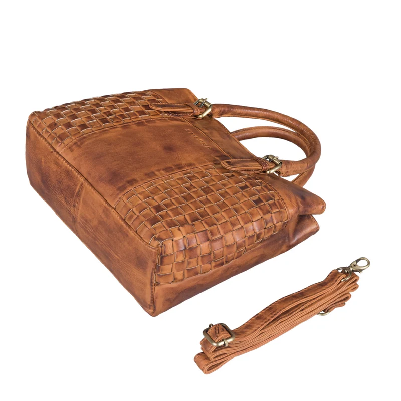 "Daniela" Modische Handtasche Leder Damen mit Flecht-Optik