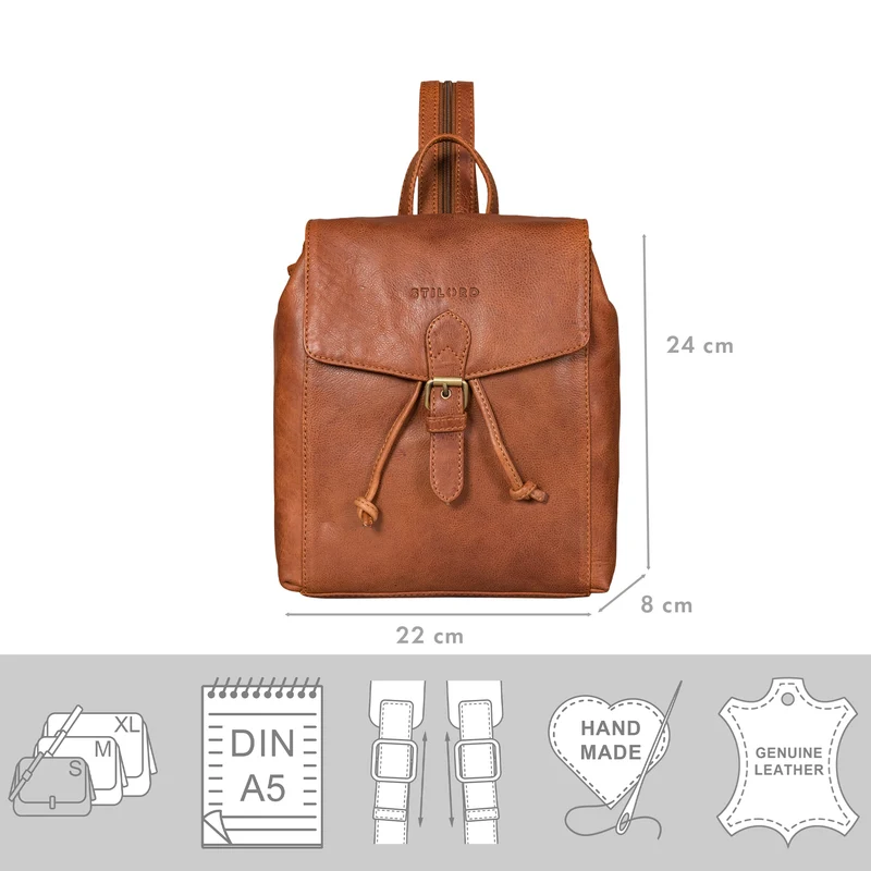 "Alice" Leder Cityrucksack Damen Klein mit Kordelzug