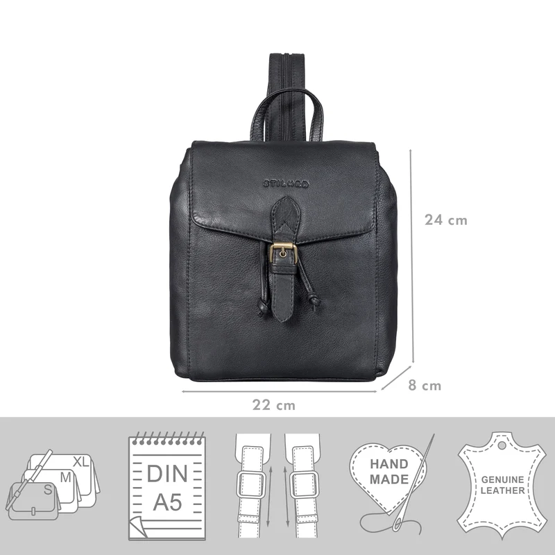 "Alice" Leder Cityrucksack Damen Klein mit Kordelzug
