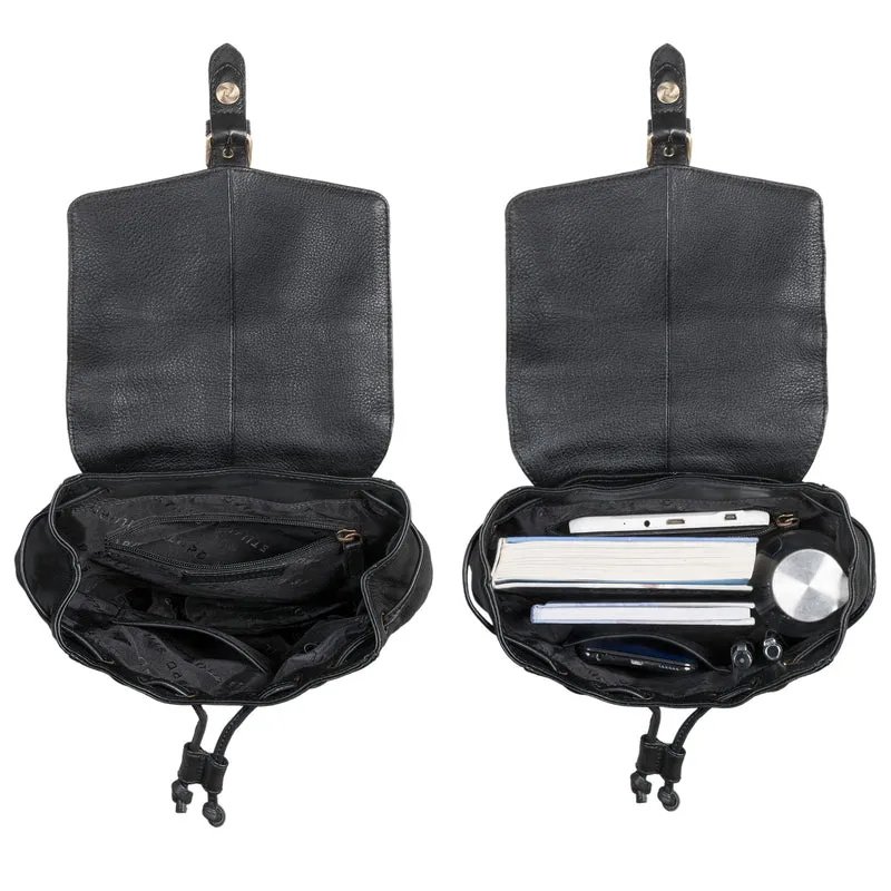 "Alice" Leder Cityrucksack Damen Klein mit Kordelzug