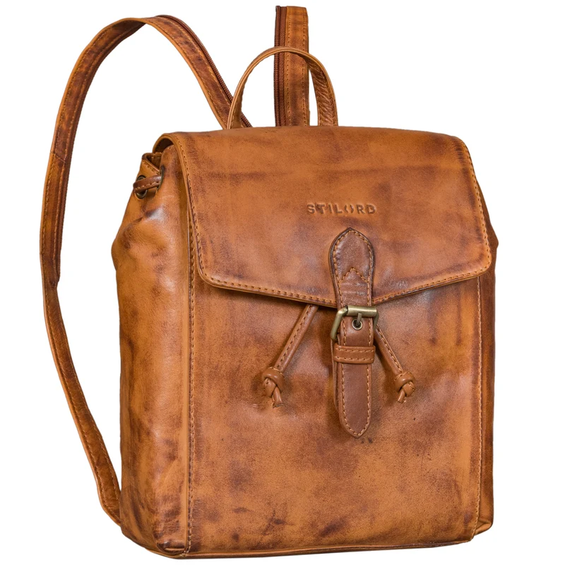 "Alice" Leder Cityrucksack Damen Klein mit Kordelzug