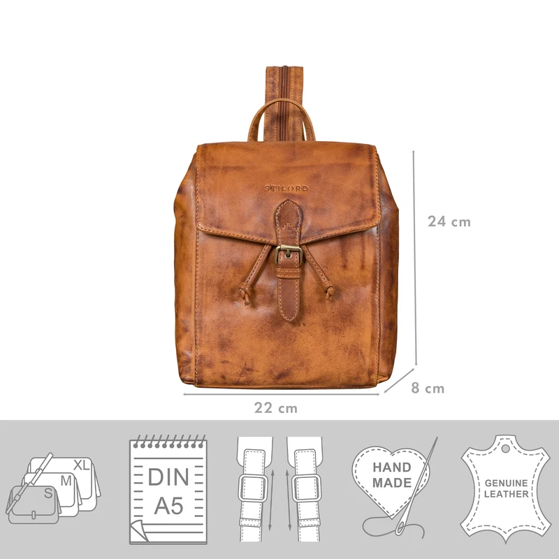 "Alice" Leder Cityrucksack Damen Klein mit Kordelzug