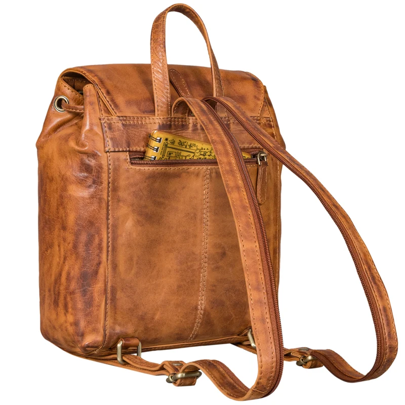 "Alice" Leder Cityrucksack Damen Klein mit Kordelzug