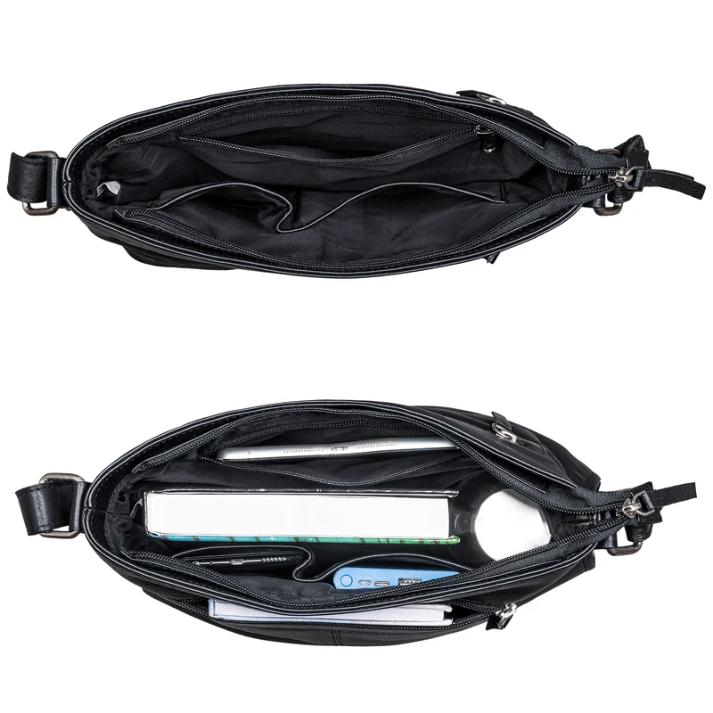 "Henrike" Schultertasche Damen Leder im Hochformat