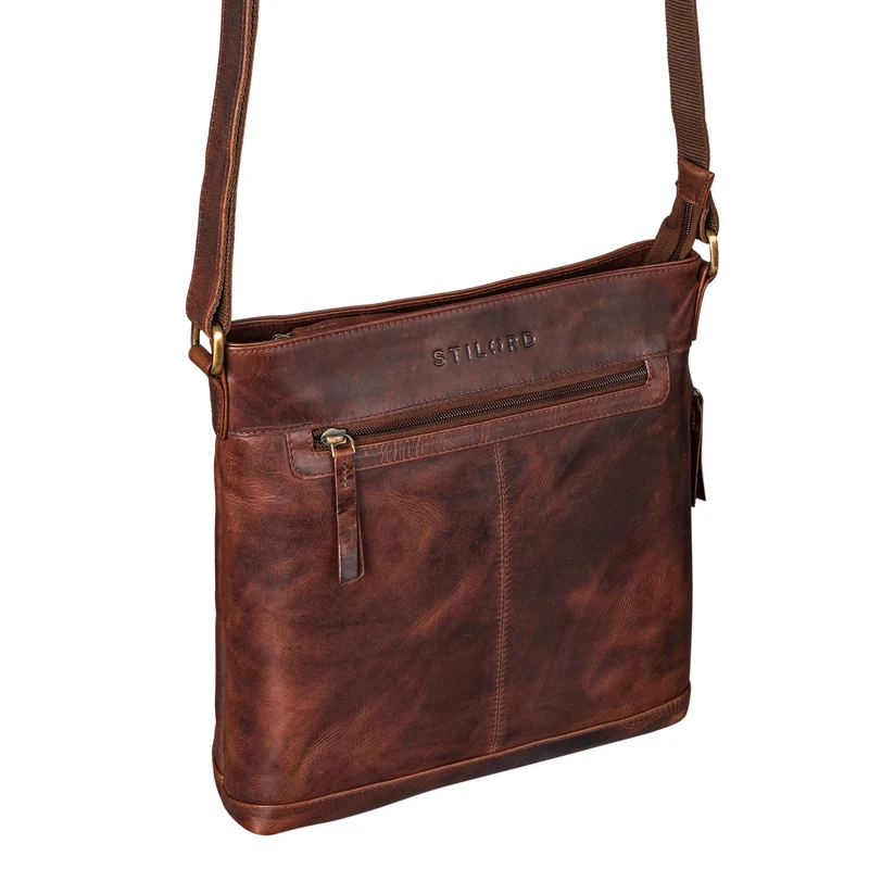 "Henrike" Schultertasche Damen Leder im Hochformat