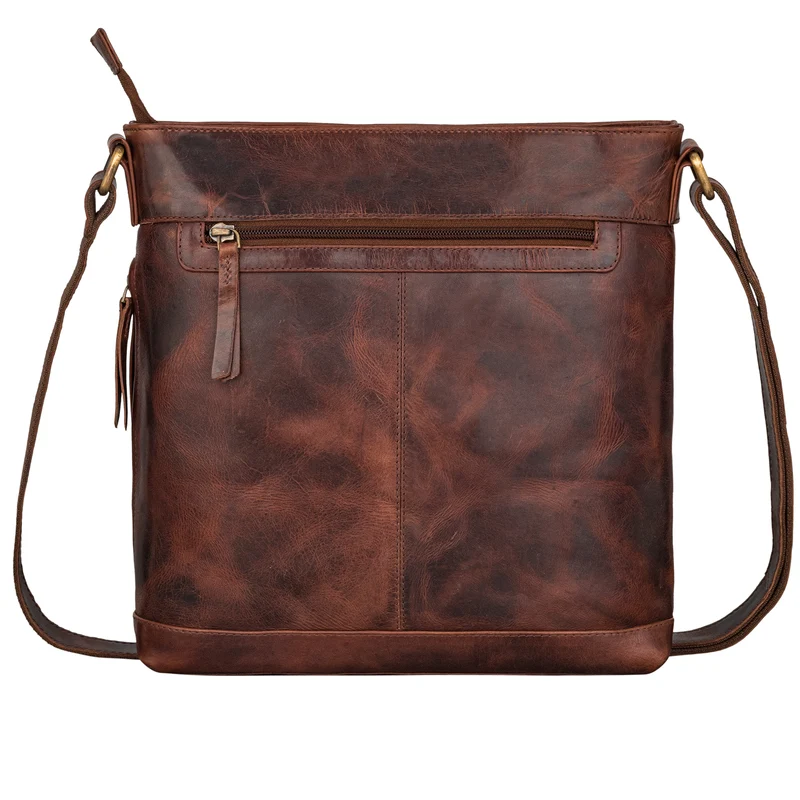"Henrike" Schultertasche Damen Leder im Hochformat