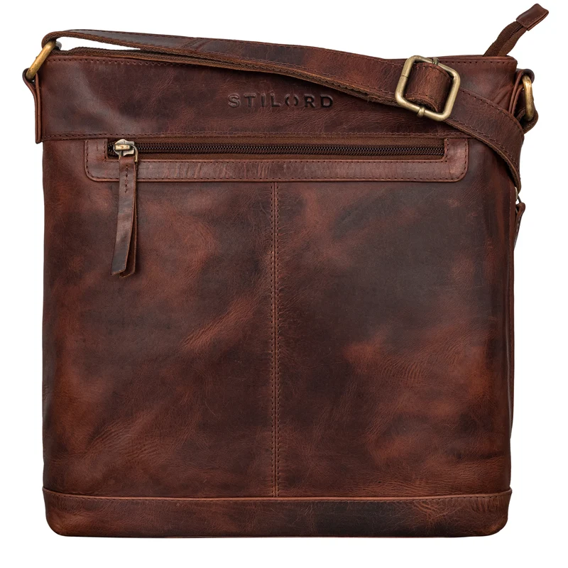 "Henrike" Schultertasche Damen Leder im Hochformat