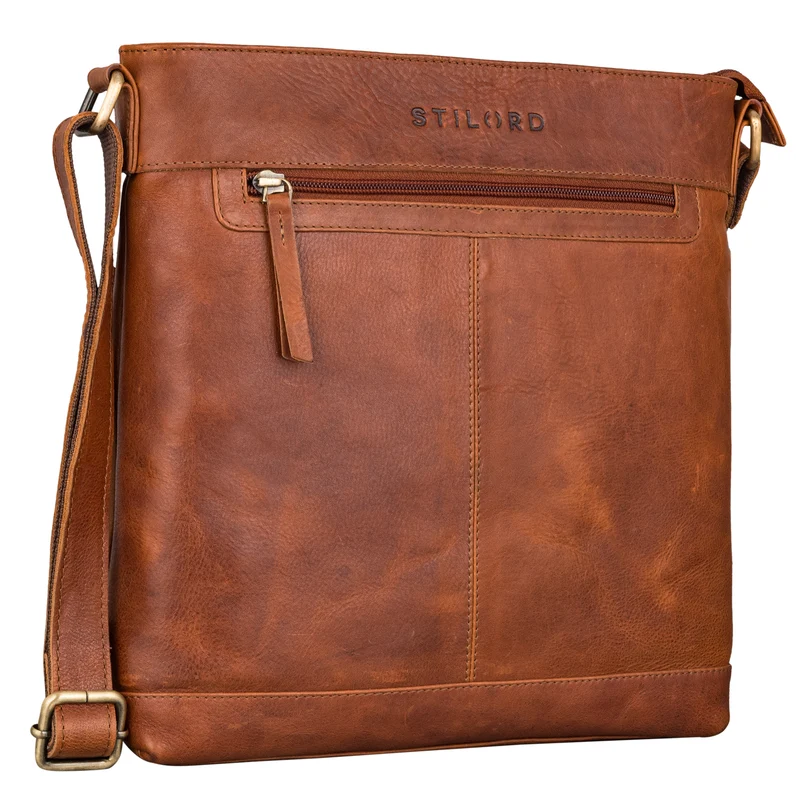 "Henrike" Schultertasche Damen Leder im Hochformat