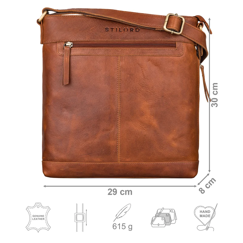"Henrike" Schultertasche Damen Leder im Hochformat