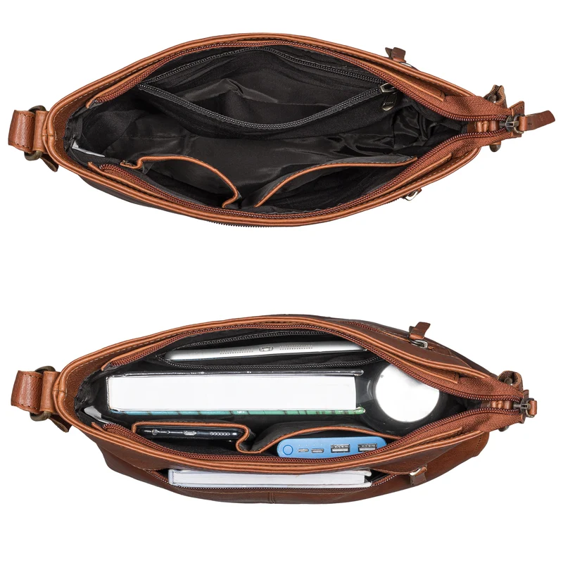 "Henrike" Schultertasche Damen Leder im Hochformat
