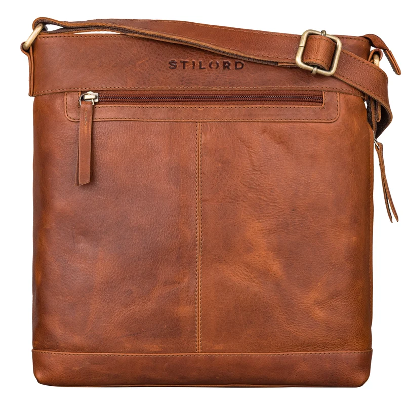 "Henrike" Schultertasche Damen Leder im Hochformat