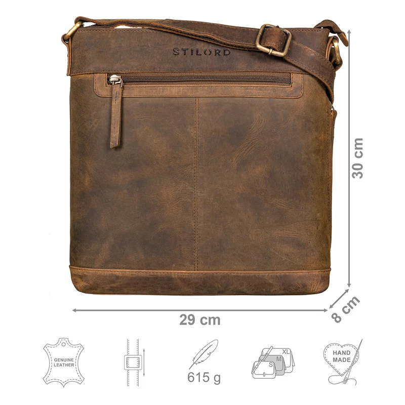 "Henrike" Schultertasche Damen Leder im Hochformat