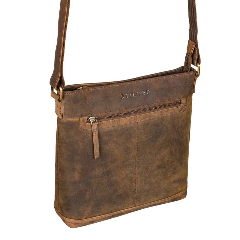 "Henrike" Schultertasche Damen Leder im Hochformat