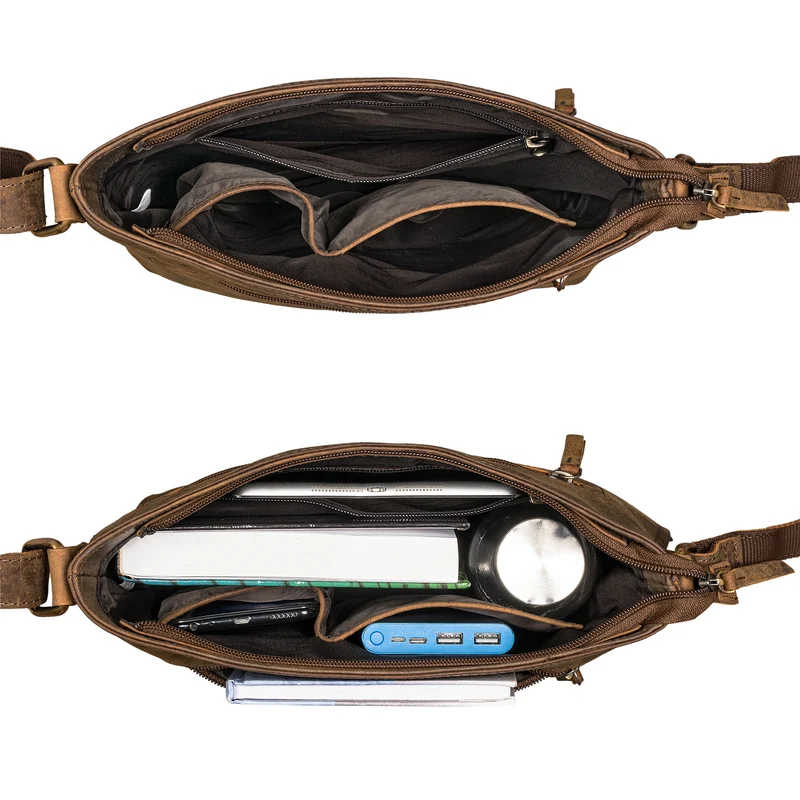 "Henrike" Schultertasche Damen Leder im Hochformat