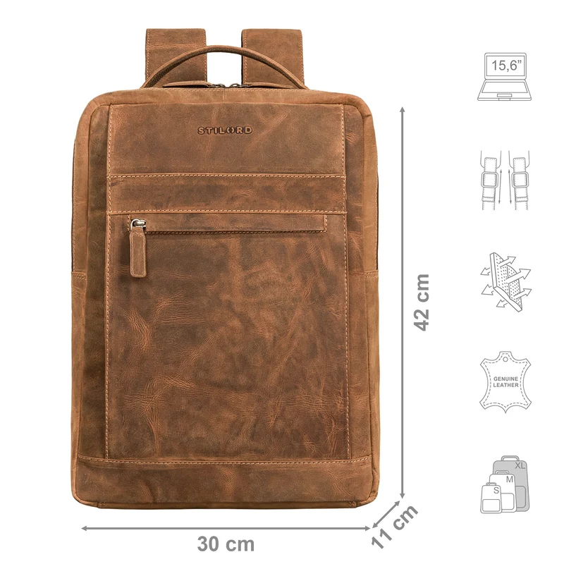 "Heiko" Leder Laptop Rucksack 15.6 Zoll Vintage