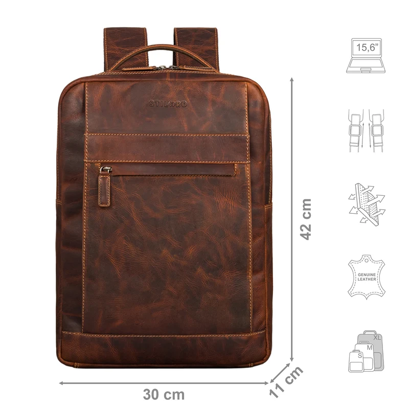 "Heiko" Leder Laptop Rucksack 15.6 Zoll Vintage