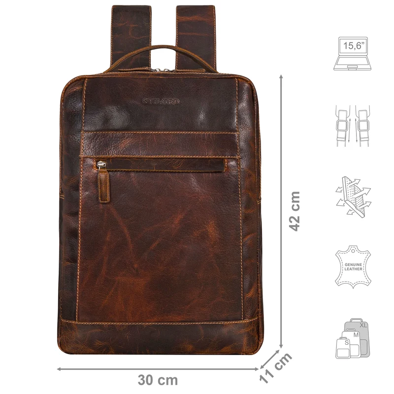 "Heiko" Leder Laptop Rucksack 15.6 Zoll Vintage