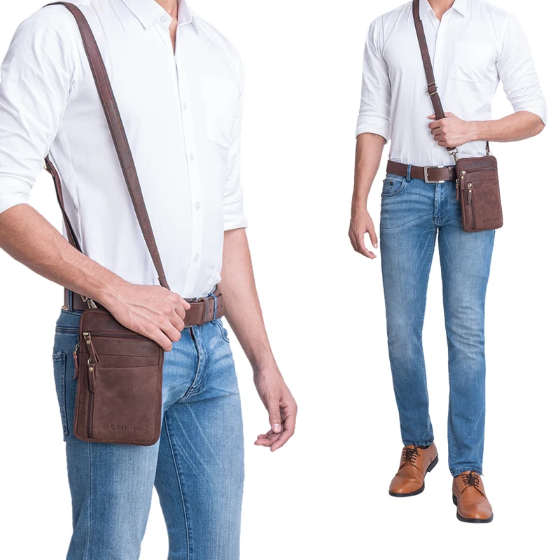 B-WARE "Brooks" Leder Brustbeutel Gürteltasche