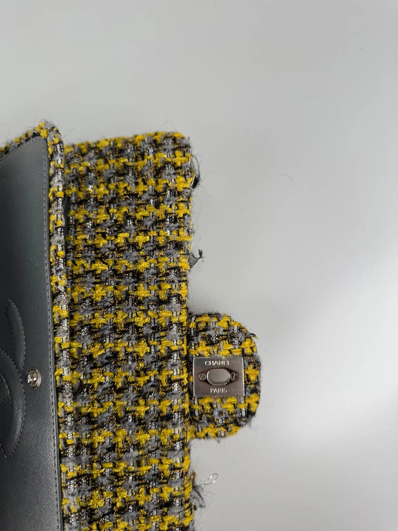 Chanel Tweed Braided Charms Medium Flap Bag Gelb Grau Schwarz