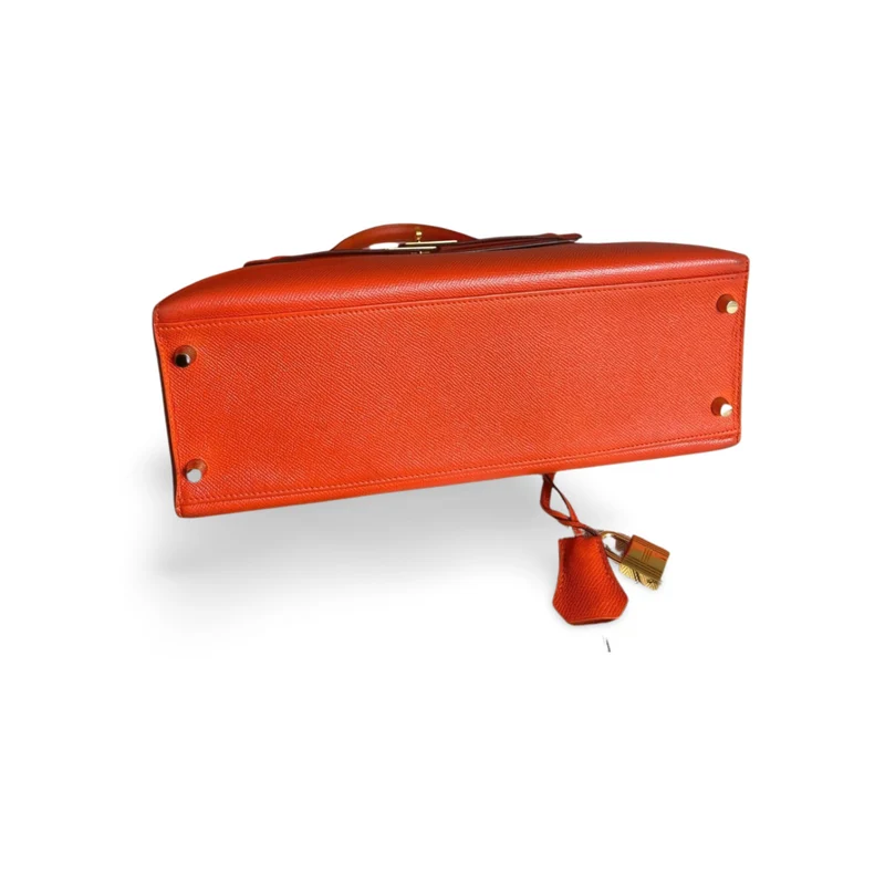 Hermes Orange Kelly 32 Sellier Tasche aus Epsom-Leder mit goldener Hardware